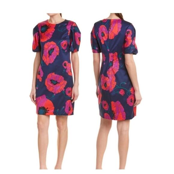 Trina Turk Blue Note Floral Dress Cocktail Size 14 - Picture 1 of 11